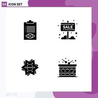 Set of 4 Modern UI Icons Symbols Signs for check shop line info board branding Editable Vector Design Elements