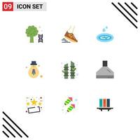 Mobile Interface Flat Color Set of 9 Pictograms of tree motivation running light spa Editable Vector Design Elements