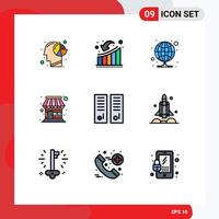 9 Creative Icons Modern Signs and Symbols of market shop growth building proxy Editable Vector Design Elements