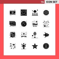 Group of 16 Modern Solid Glyphs Set for component wifi business iot internet Editable Vector Design Elements