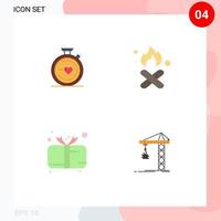 4 Flat Icon concept for Websites Mobile and Apps compass present wedding garbage child Editable Vector Design Elements