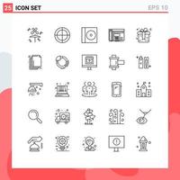 Universal Icon Symbols Group of 25 Modern Lines of marriage bow compact software panel Editable Vector Design Elements