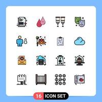 conjunto de 16 iconos de interfaz de usuario modernos signos de símbolos para el arte de la pintura menos jeringa de máscara elementos de diseño de vectores creativos editables