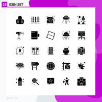 Set of 25 Commercial Solid Glyphs pack for chemistry alien love rocket space Editable Vector Design Elements