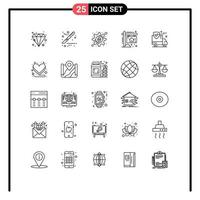 25 Universal Line Signs Symbols of van protection security insurance home Editable Vector Design Elements