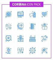 Simple Set of Covid19 Protection Blue 25 icon pack icon included microbe bacterium hands care love viral coronavirus 2019nov disease Vector Design Elements