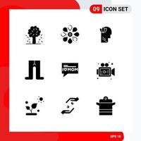 Pictogram Set of 9 Simple Solid Glyphs of message clothes nature baby mind Editable Vector Design Elements