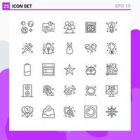 25 User Interface Line Pack of modern Signs and Symbols of web retina payment eye group Editable Vector Design Elements