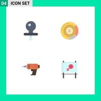 Set of 4 Vector Flat Icons on Grid for baby machine pie share electronics Editable Vector Design Elements