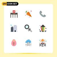 9 Thematic Vector Flat Colors and Editable Symbols of look city call corporation building Editable Vector Design Elements