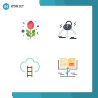 Group of 4 Modern Flat Icons Set for flower place house career growth Editable Vector Design Elements