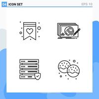 Modern 4 Line style icons Outline Symbols for general use Creative Line Icon Sign Isolated on White Background 4 Icons Pack Creative Black Icon vector background