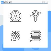 Modern 4 Line style icons Outline Symbols for general use Creative Line Icon Sign Isolated on White Background 4 Icons Pack Creative Black Icon vector background