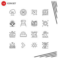 User Interface Pack of 16 Basic Outlines of idea strategic environment people management Editable Vector Design Elements