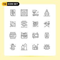 16 Universal Outline Signs Symbols of sausage xmas access toy router Editable Vector Design Elements