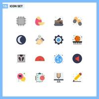 Group of 16 Flat Colors Signs and Symbols for work job footwear weather nature Editable Pack of Creative Vector Design Elements