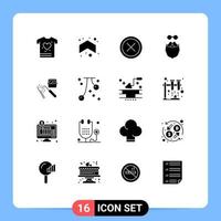 Stock Vector Icon Pack of 16 Line Signs and Symbols for welding beared close movember moustache Editable Vector Design Elements