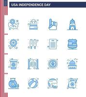 Editable Vector Line Pack of USA Day 16 Simple Blues of investigating usa shop building american Editable USA Day Vector Design Elements