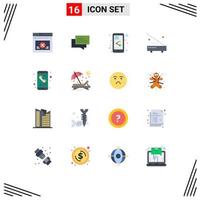 Flat Color Pack of 16 Universal Symbols of call hardware share equipment electric Editable Pack of Creative Vector Design Elements