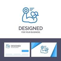 Creative Business Card and Logo template Growth Muscle Heart Beat Vector Illustration