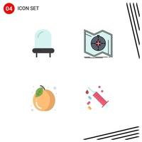Universal Icon Symbols Group of 4 Modern Flat Icons of diode food direction navigate fruit Editable Vector Design Elements