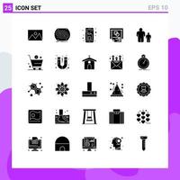 Modern Set of 25 Solid Glyphs Pictograph of presentation graph match up file Editable Vector Design Elements