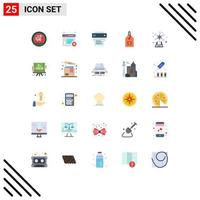 Pictogram Set of 25 Simple Flat Colors of farming interface printer label tag Editable Vector Design Elements