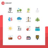 User Interface Pack of 16 Basic Flat Colors of global invesment measurement focus compass accure Editable Pack of Creative Vector Design Elements