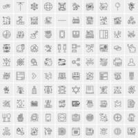 paquete de 100 iconos de líneas universales para móviles y web vector