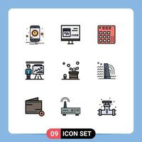 Set of 9 Modern UI Icons Symbols Signs for businessman man development business live Editable Vector Design Elements