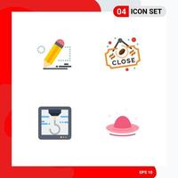 4 Universal Flat Icon Signs Symbols of pencil printer tablet board cap Editable Vector Design Elements