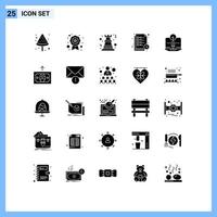 Stock Vector Icon Pack of 25 Line Signs and Symbols for content list chess study timetable reading time Editable Vector Design Elements