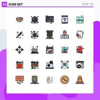 Set of 25 Modern UI Icons Symbols Signs for smartphone network document internet safe folder Editable Vector Design Elements