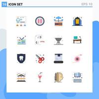 Pack of 16 creative Flat Colors of id business database real building Editable Pack of Creative Vector Design Elements