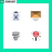 Set of 4 Modern UI Icons Symbols Signs for creative wind text text sweet Editable Vector Design Elements