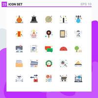 Universal Icon Symbols Group of 25 Modern Flat Colors of world wide magic target development coding Editable Vector Design Elements