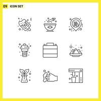 Universal Icon Symbols Group of 9 Modern Outlines of clothes shop case location accessories ice cream Editable Vector Design Elements