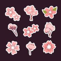 Journal Template Peach Blossom Sticker Collection vector