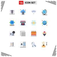 16 Universal Flat Colors Set for Web and Mobile Applications love super connected wifi network globe Editable Pack of Creative Vector Design Elements