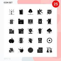 Vector Pack of 25 Icons in Solid Style Creative Glyph Pack isolated on White Background for Web and Mobile Creative Black Icon vector background