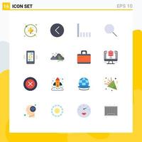 User Interface Pack of 16 Basic Flat Colors of communications mobile dollar connection connections search Editable Pack of Creative Vector Design Elements