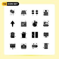 Universal Icon Symbols Group of 16 Modern Solid Glyphs of financial statement customer marshmallow up education Editable Vector Design Elements