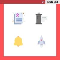 Pictogram Set of 4 Simple Flat Icons of report alert cancer sign film notification Editable Vector Design Elements