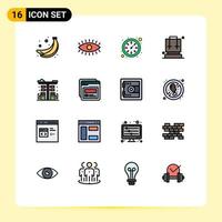 16 Creative Icons Modern Signs and Symbols of gas cityscape time city camping Editable Creative Vector Design Elements