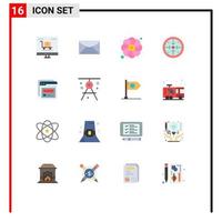 Universal Icon Symbols Group of 16 Modern Flat Colors of process implementation message goals sunflower Editable Pack of Creative Vector Design Elements