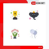 Pack of 4 Modern Flat Icons Signs and Symbols for Web Print Media such as cup flower christian cross hindu balloon Editable Vector Design Elements