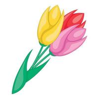 Tulips icon, cartoon style vector