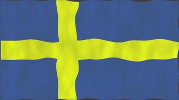 Sverige nation flagga. sömlös looping vinka animation. video