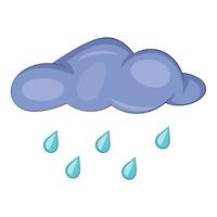 Cloud with rain drops icon, cartoon style vector