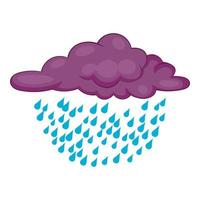 Clouds and rain icon, cartoon style vector